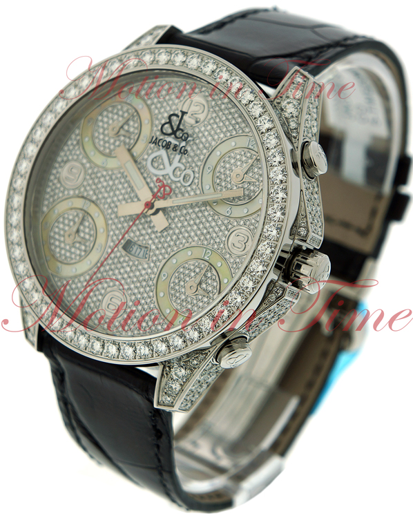 Jacob Co. Five Time Zone 47mm Diamond Dial Diamond Bezel